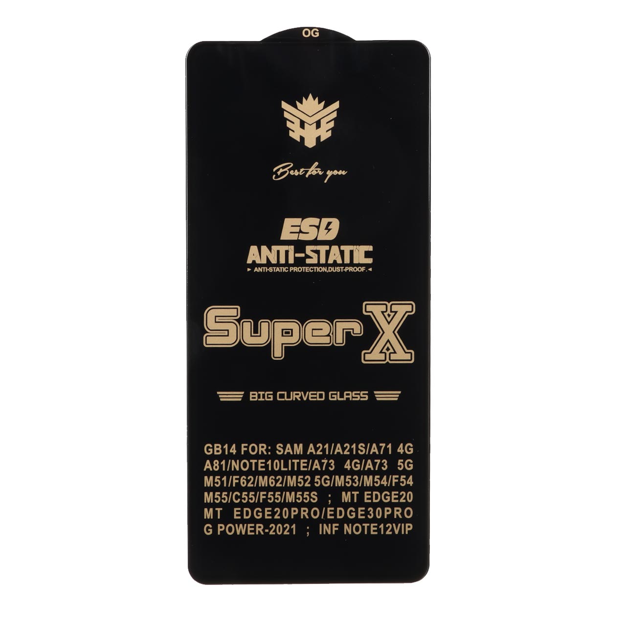 محافظ صفحه نمایش آنتی استاتیک Full Cover Super X مدل Samsung A21S / F52 / Xiaomi Poco X3 GT / Poco F4 GT / Redmi Note 10 Pro 5G